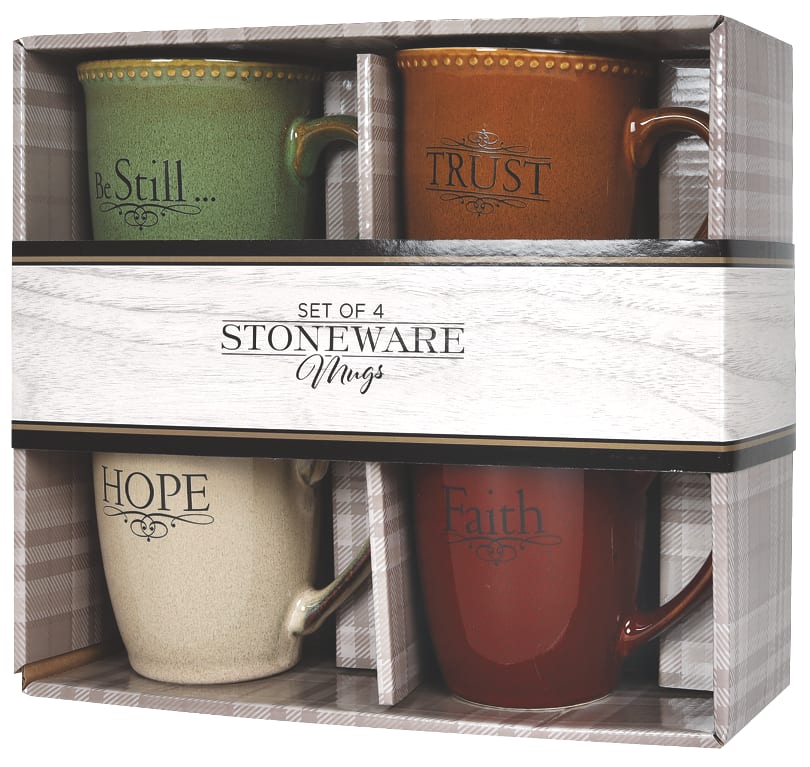 Ceramic Mugs (Set Of 4) 384 ML: Faith, Trust, Hope, Be Still