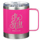 Stainless Steel Travel Mug: Be Still (Psalm 46:10) Magenta (325ml)