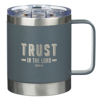 Stainless Steel Travel Mug: Trust in the Lord (Proverbs 3:5) Grey (325ml)