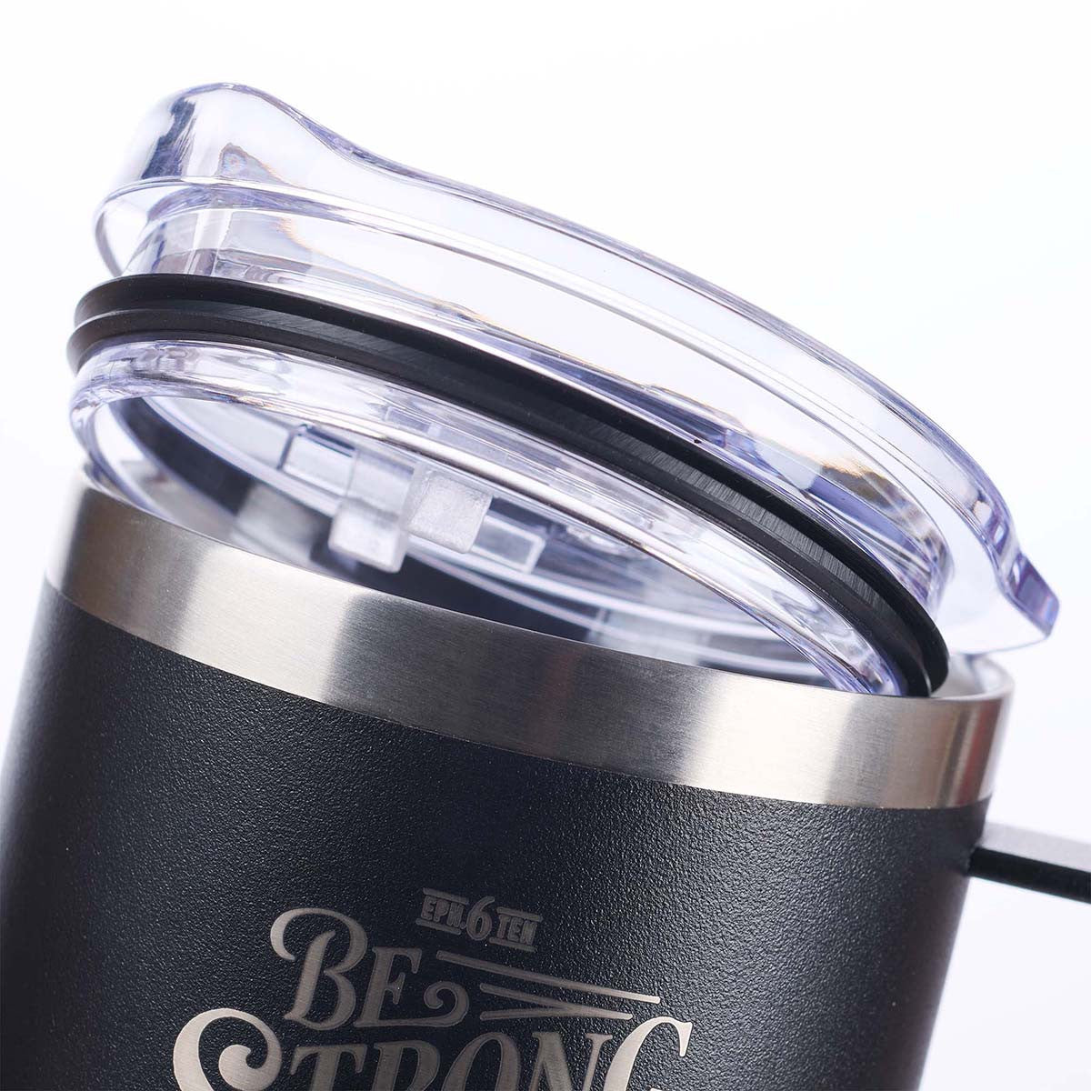 Stainless Steel Travel Mug: Be Strong (Ephesians 6:10) Black (325ml)
