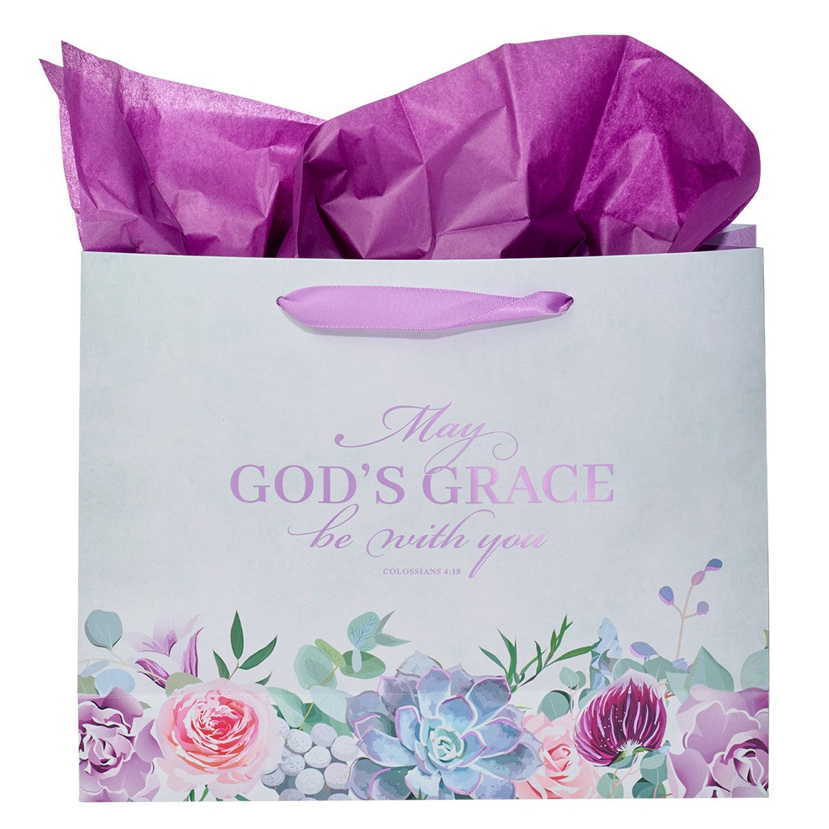 Gift Bag Large Landscape: May God's Grace Be With You Succulents (Col. 4:18)