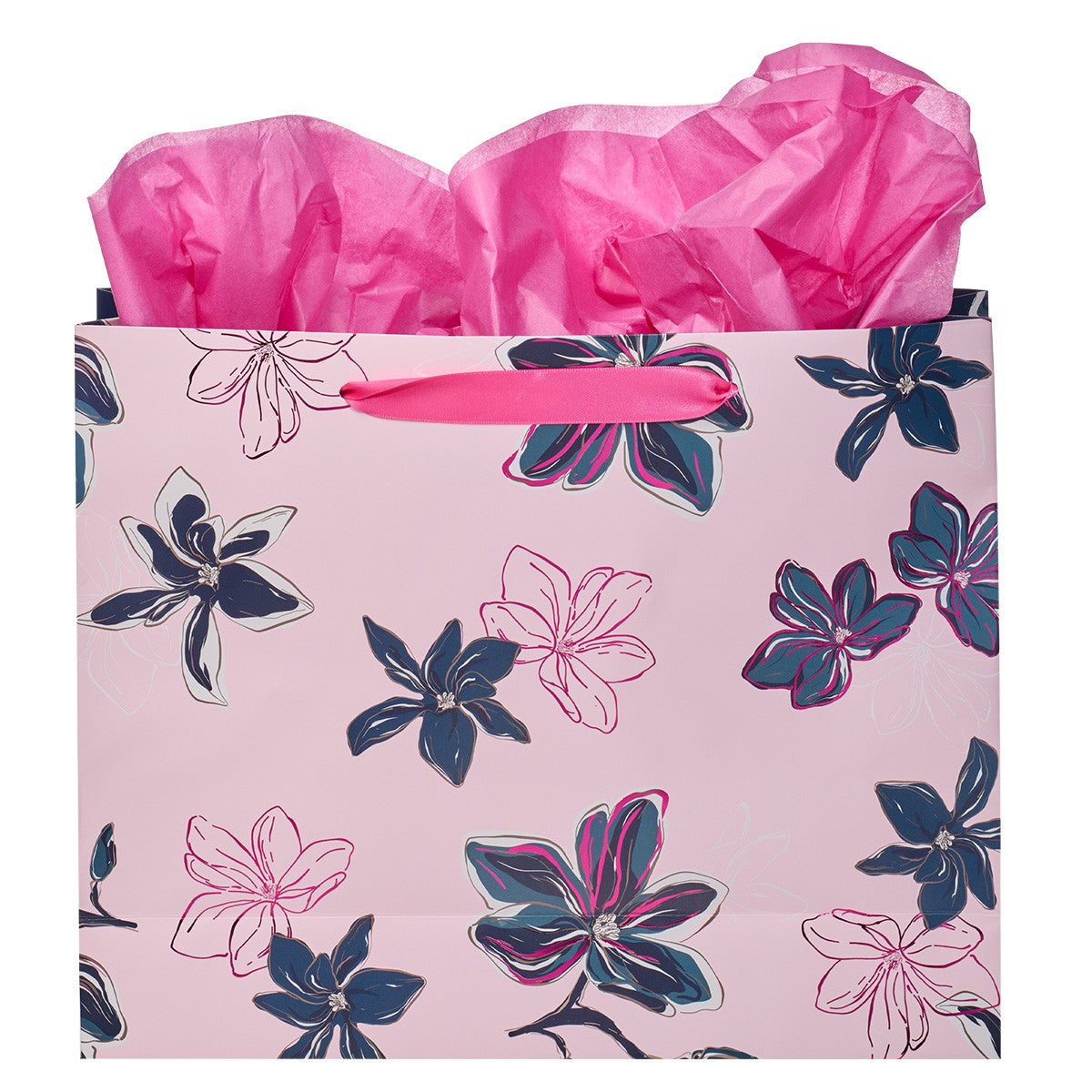 Gift Bag Large Landscape: May God's Grace Be With You Pink/Navy (Hebrews 13:25)