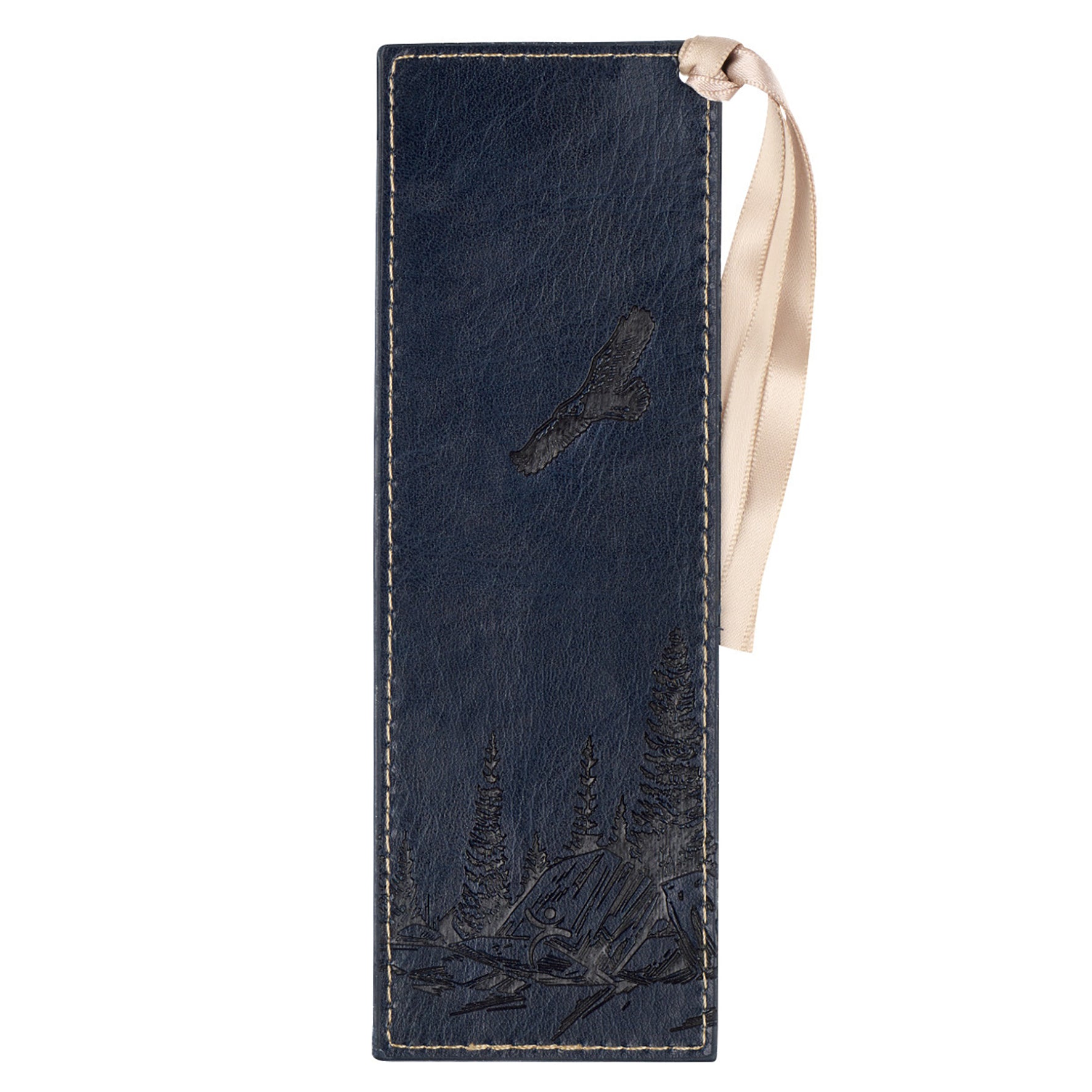 Bookmark With Ribbon: Wings Like Eagles Navy/Gold (Isaiah 40:31)