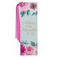Bookmark With Ribbon: Nothing Will Be Impossible For You Blue/Pink Flowers (Matthew 17:20)