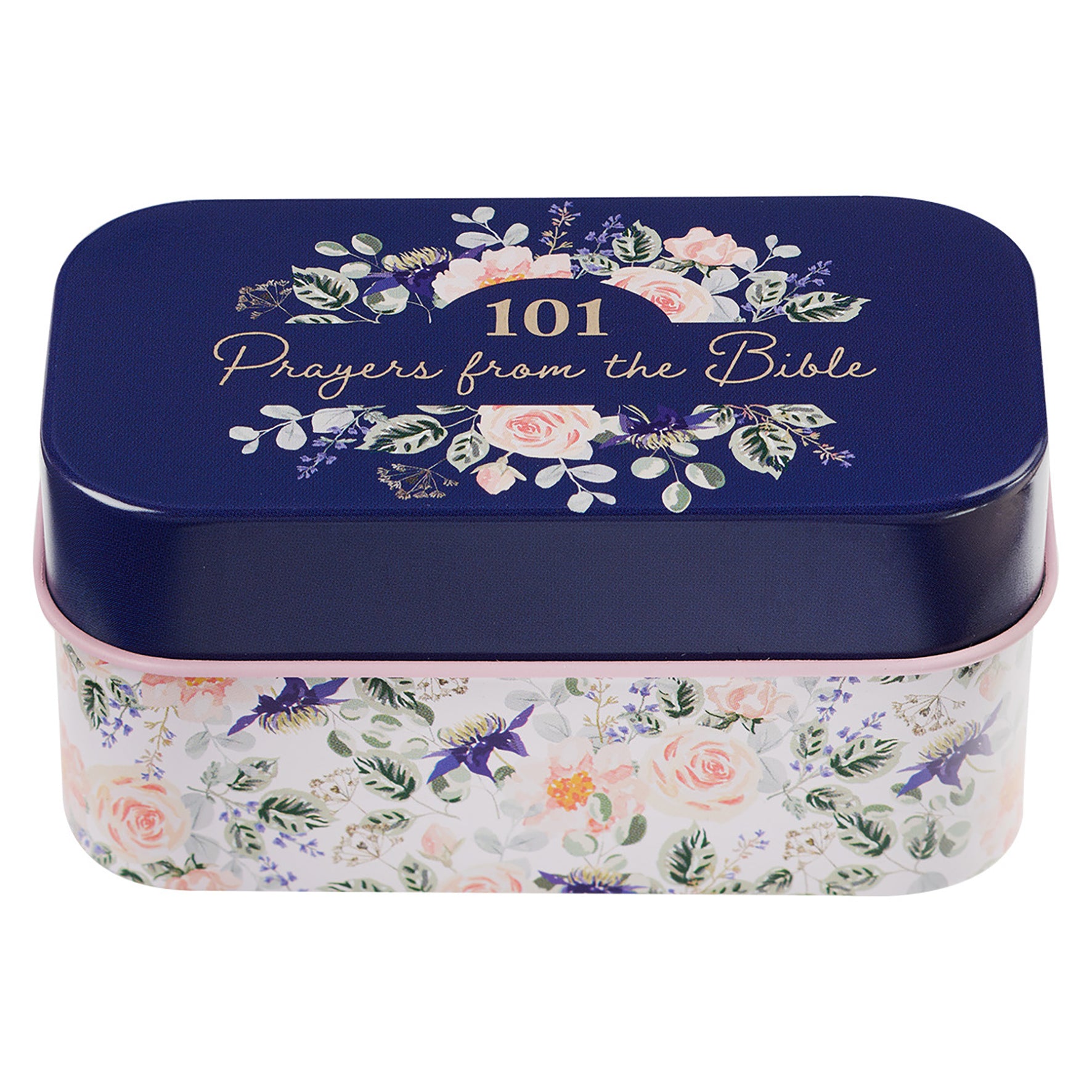 Scripture Cards in a Tin: 101 Prayers From the Bible, 51 Double Sided Cards, Blue Floral