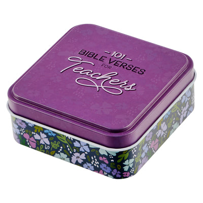 Scripture Cards in a Tin: 101 Bible Verses For Teachers, Purple Floral