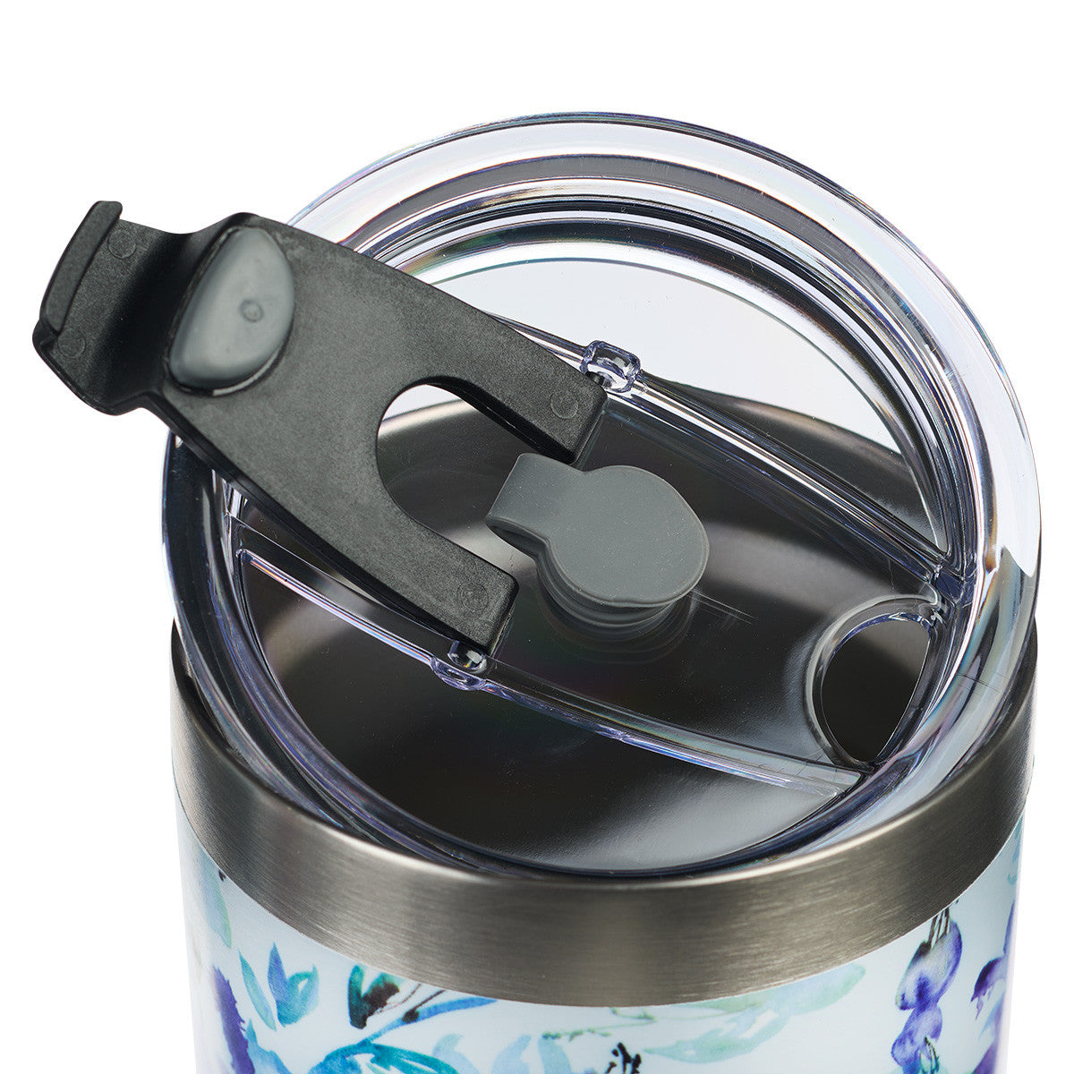 Stainless Steel Travel Mug With Straw: It is Well With My Soul, Blue/Purple Posies (532 Ml)