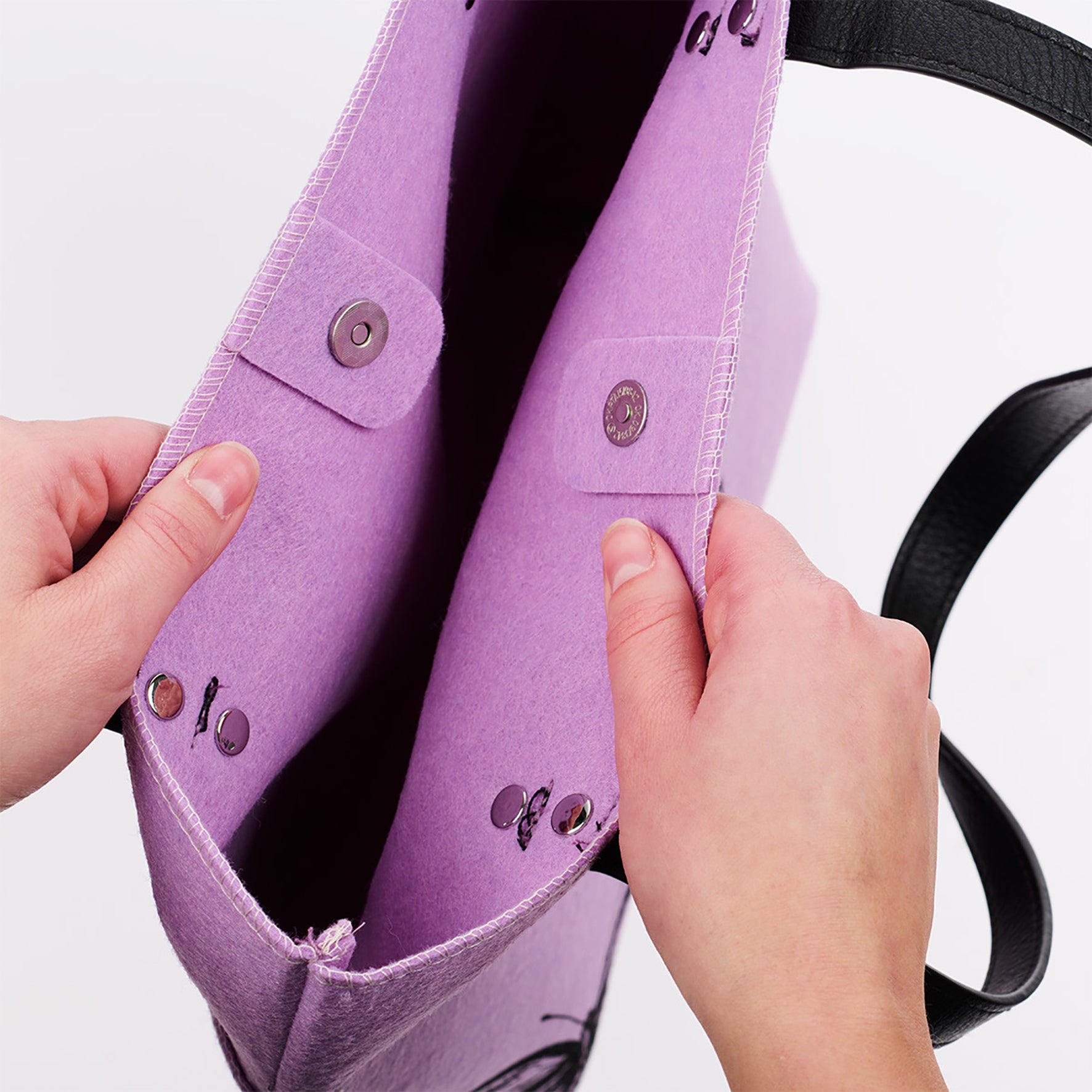 Bible Tote: Be Still and Know Purple Butterflies, Felt (Psalm 46:10), Magnetic Button Closur