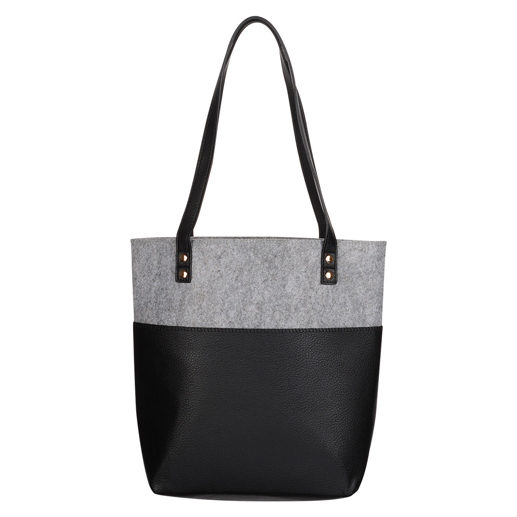 Bible Tote: Love, Black Faux Leather/Grey  Felt, Magnetic Button Closure