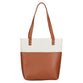 Bible Tote: Strength & Dignity Tan Faux Leather/Cream Felt (Proverbs 31:25), Magnetic Button Closur