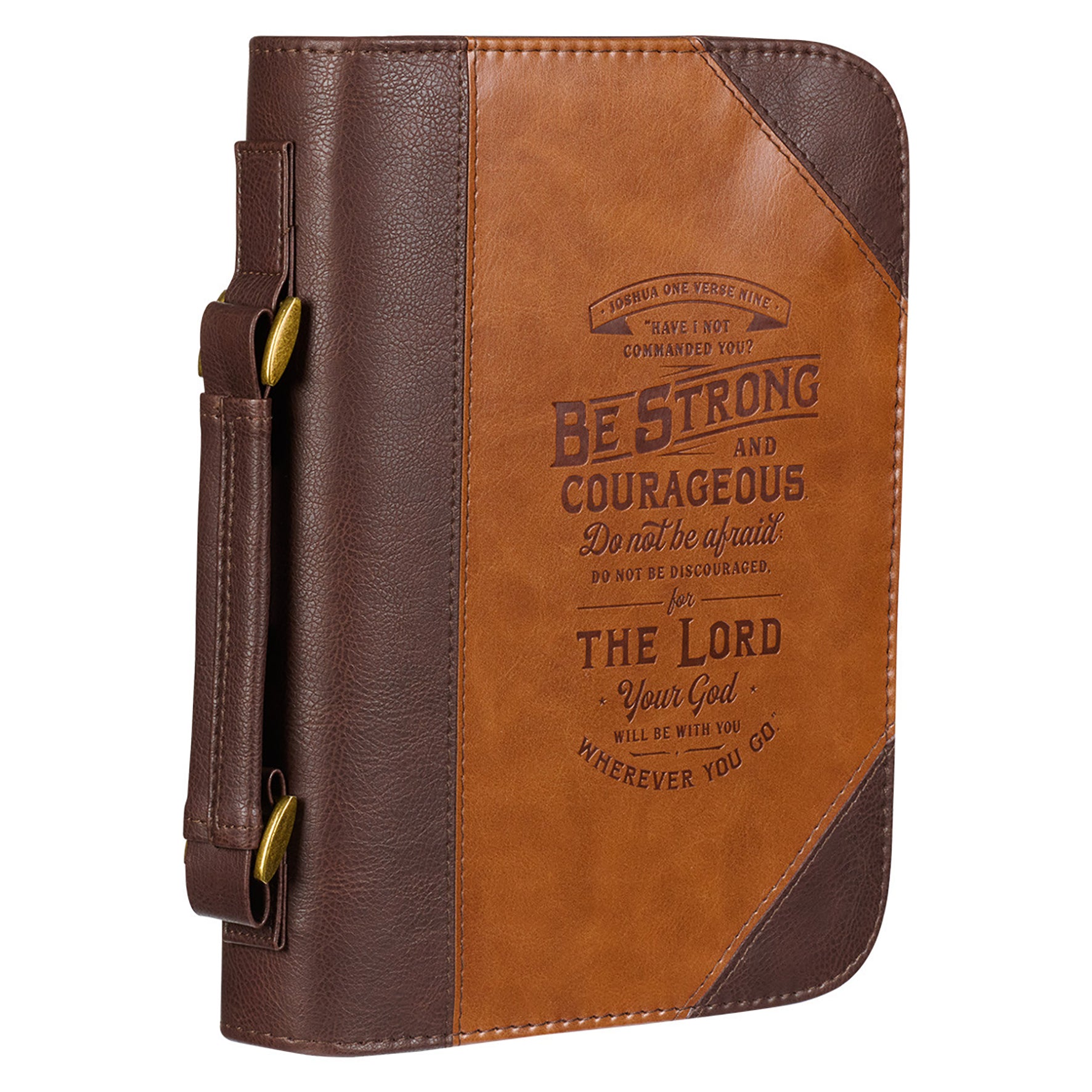 Bible Cover Medium: Be Strong Brown/Tan (Joshua 1:9)