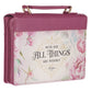 Bible Cover Large: With God All Things Are Possible Pink Roses (Matthew 19:26)
