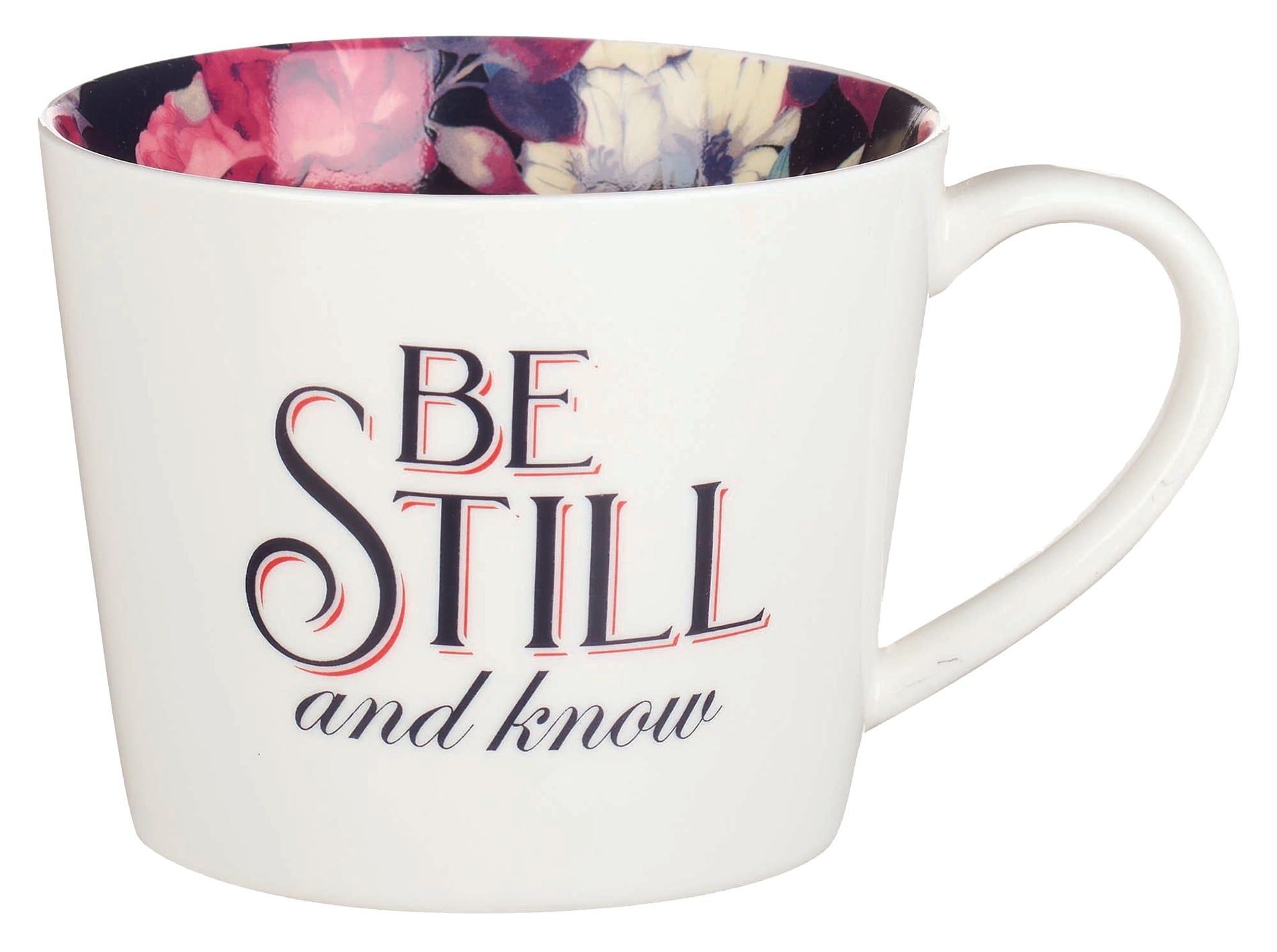 Ceramic Mug: Be Still and Know, Dark Floral Inside (384 Ml)