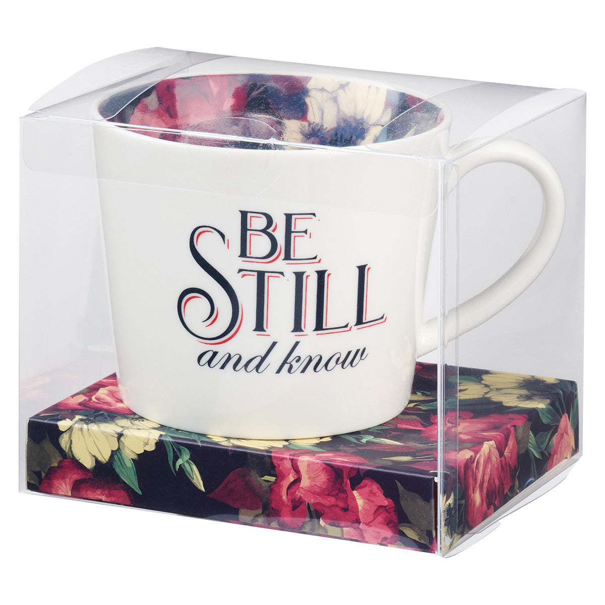 Ceramic Mug: Be Still and Know, Dark Floral Inside (384 Ml)
