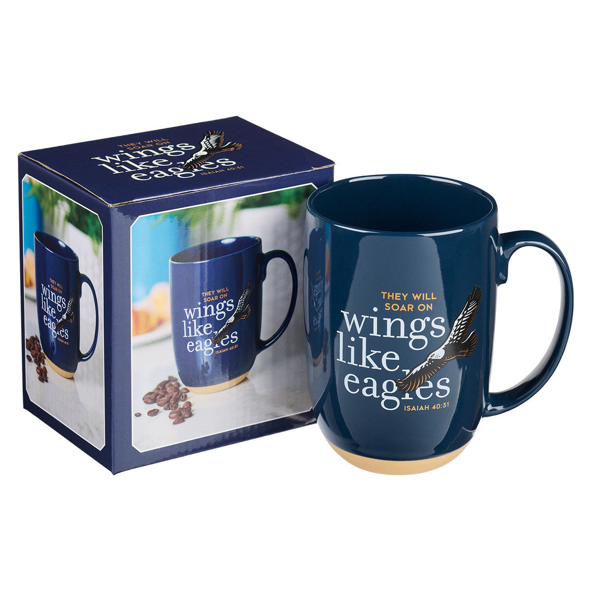 Ceramic Mug: The Will Soar on Wings Like Eagles (Isaiah 40:31) Navy (444 Ml)