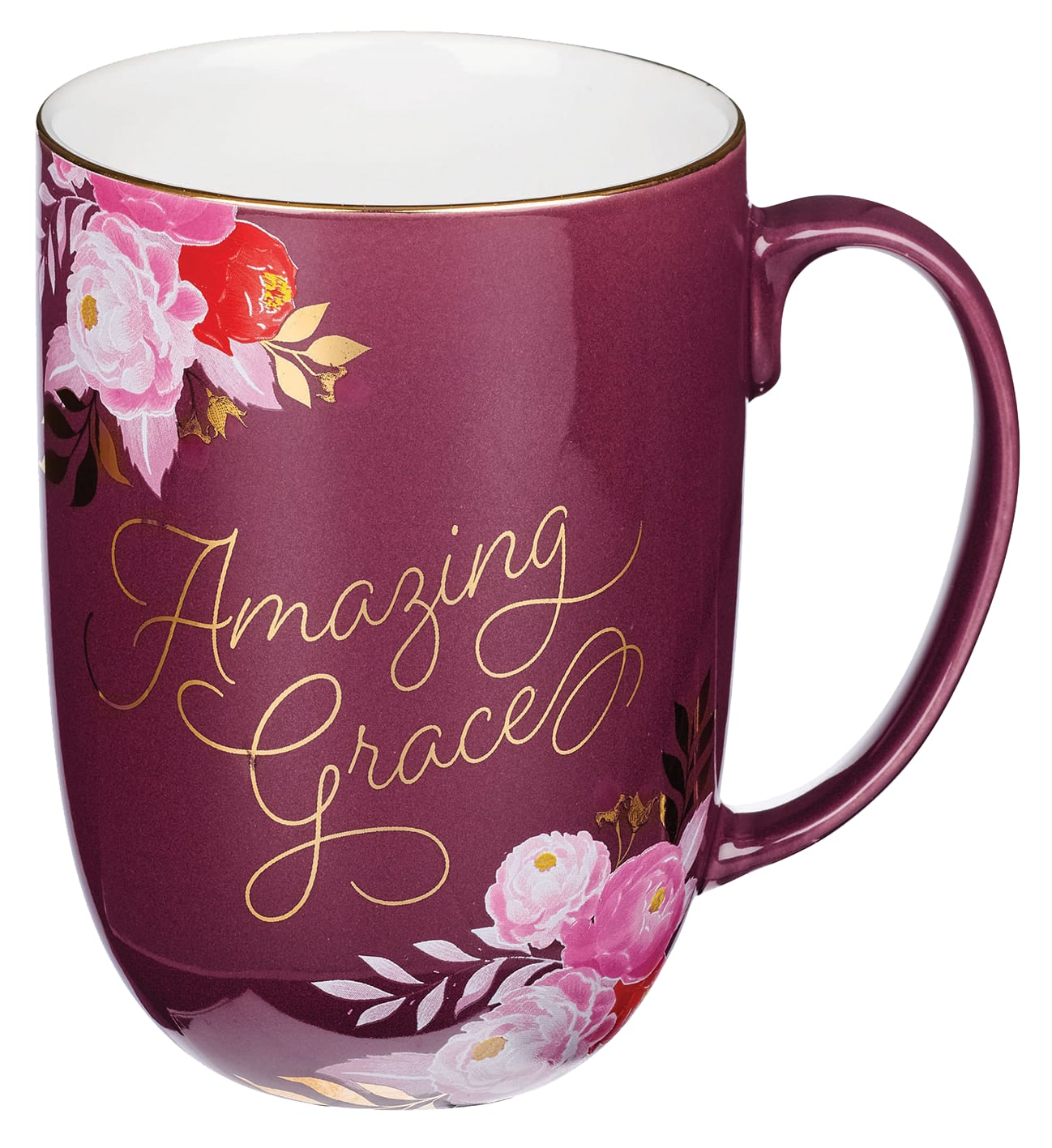 Ceramic Mug: Amazing Grace, Mulberry Pink/Gold (444 Ml)