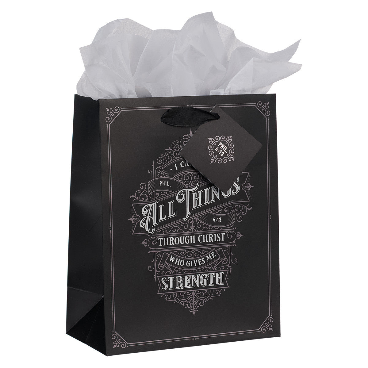 Gift Bag Medium: All Things Through Christ Black (Phil 4:13)