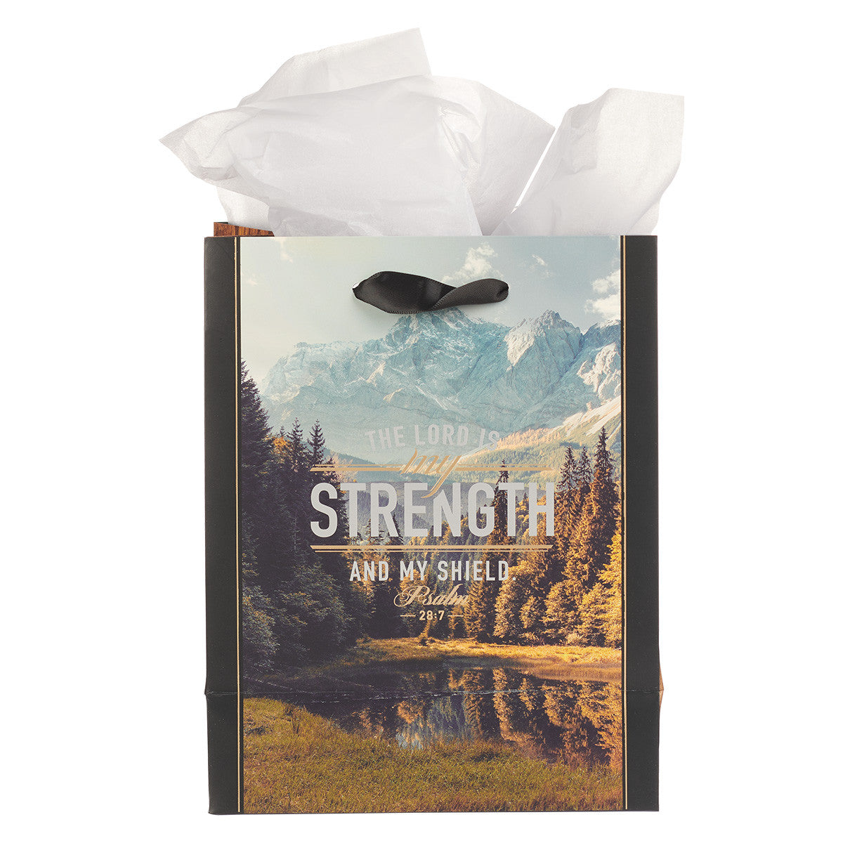 Gift Bag Medium: The Lord is My Strength and My Shield, Psalm 28:7, Mountain Scene