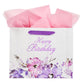 Gift Bag Large Landscape: Happy Birthday, Floral Pink/Purple