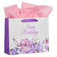Gift Bag Large Landscape: Happy Birthday, Floral Pink/Purple