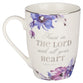 Ceramic Mug: Trust in the Lord (Proverbs 3:5): Purple Floral (355ml)