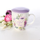 Ceramic Mug With Lid/Coaster: Be Joyful in Hope, Lilac, 384ml