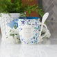 Ceramic Mug 355ml With Spoon: By Grace You Have Been Saved, Eph 2:8, Blue Floral
