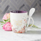 Ceramic Mug 355ml With Spoon: Be Still & Know, Psalm 46:10, Purple