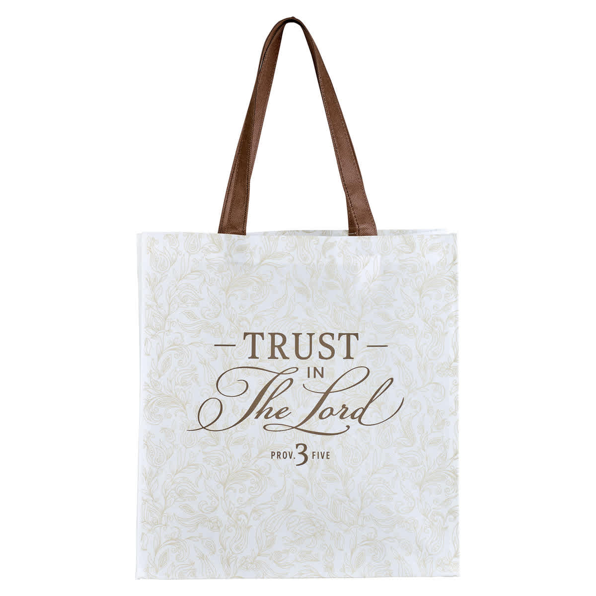 Reusable Tote Bag: Trust in the Lord, White/Brown Handles