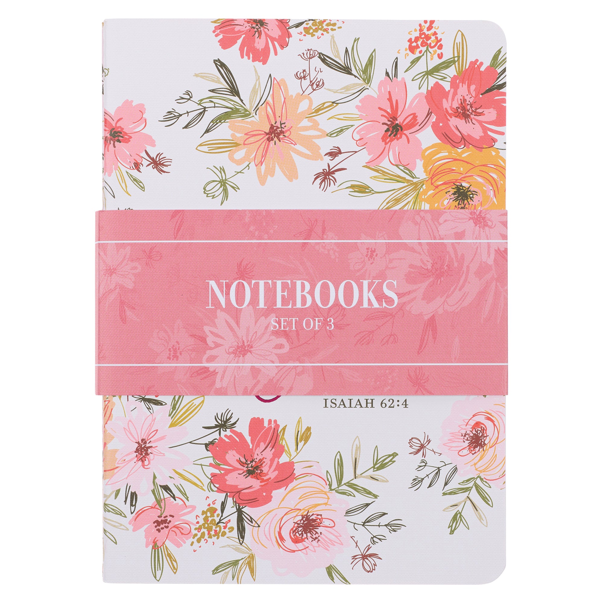 Notebook: Walk By Faith (2 Cor. 5:7) Berry Pink Floral (Set Of 3)