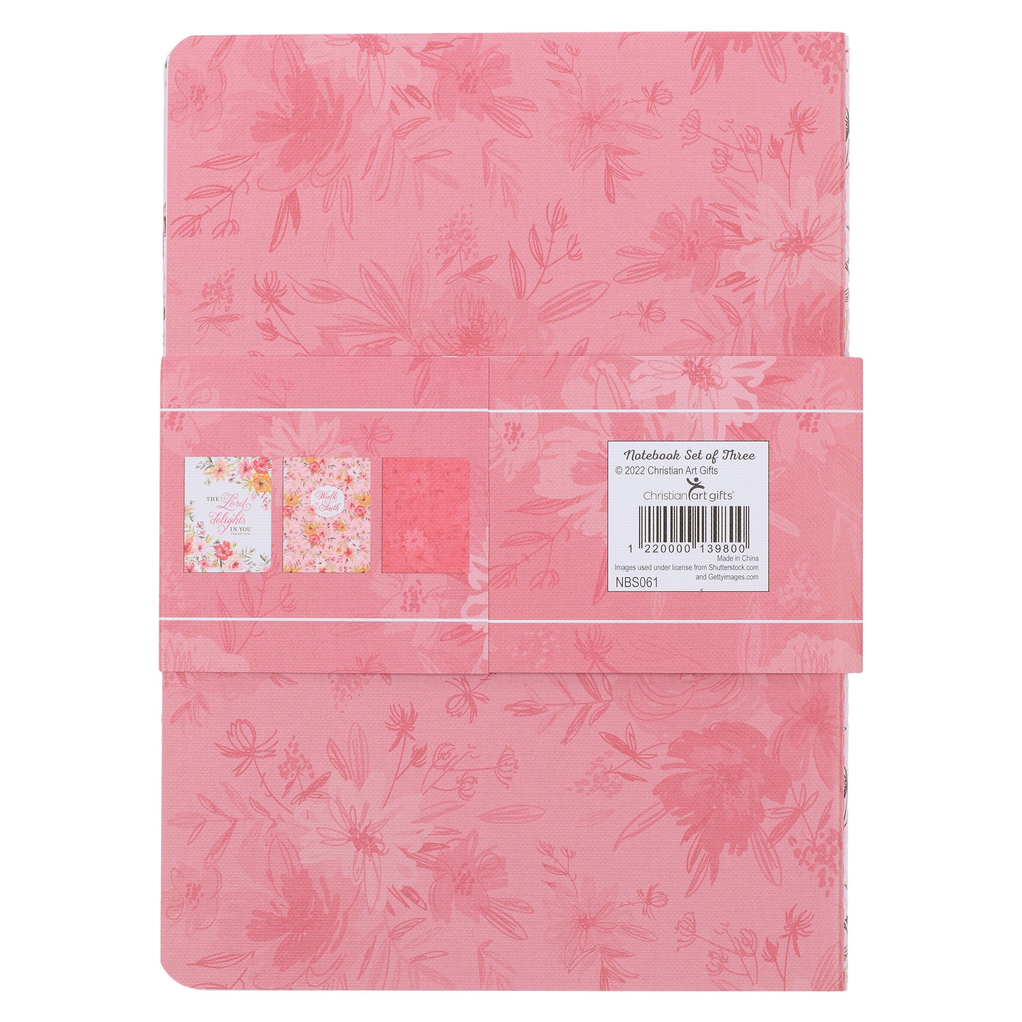 Notebook: Walk By Faith (2 Cor. 5:7) Berry Pink Floral (Set Of 3)