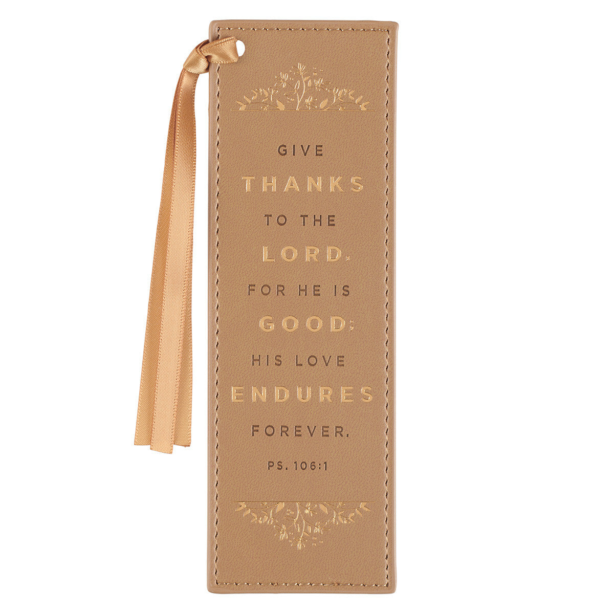 Bookmark With Ribbon: Give Thanks to the Lord Butterscotch (Psalm 106:1)