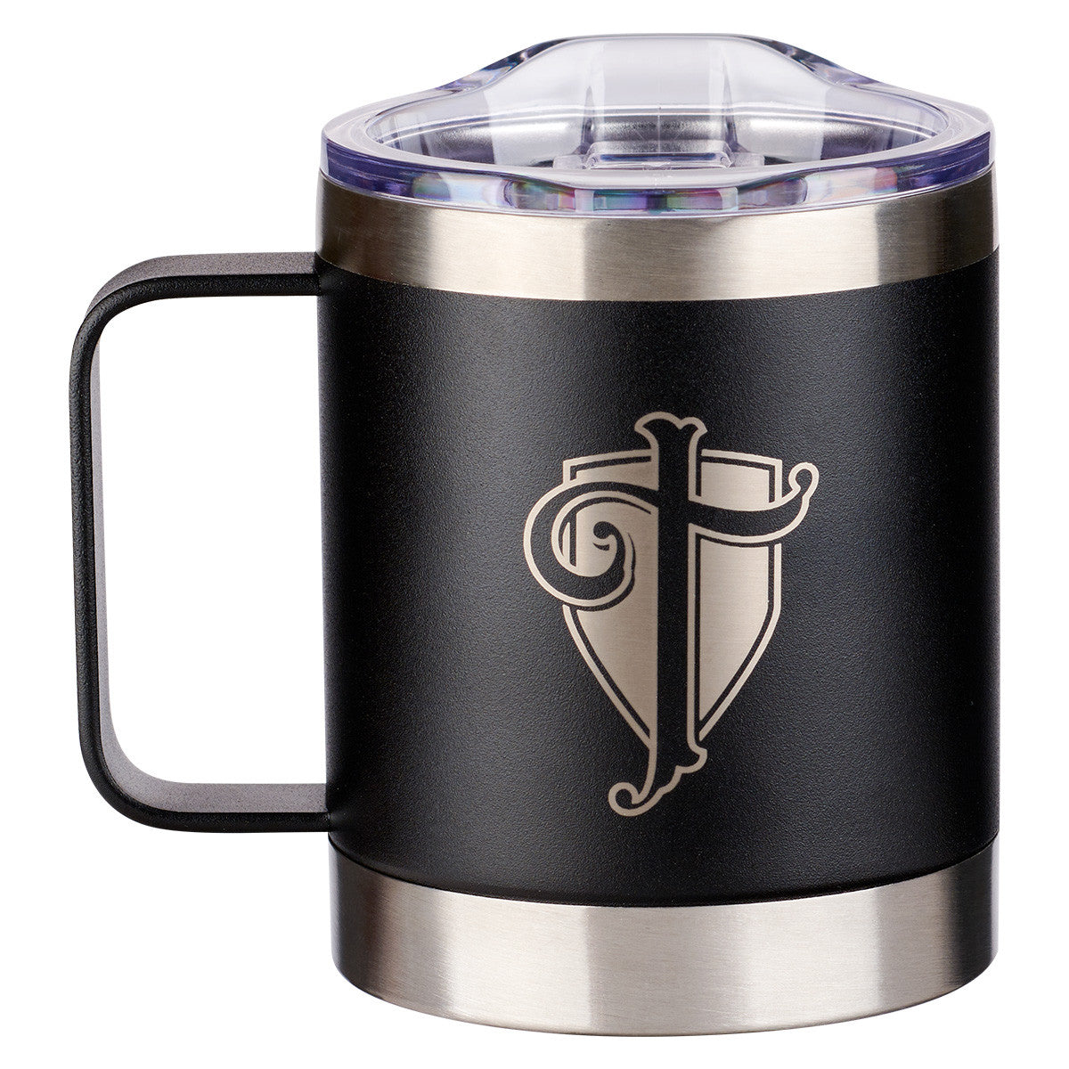 Stainless Steel Travel Mug: Trust in the Lord (Proverbs 3:5) Black, Camp Style (325ml)