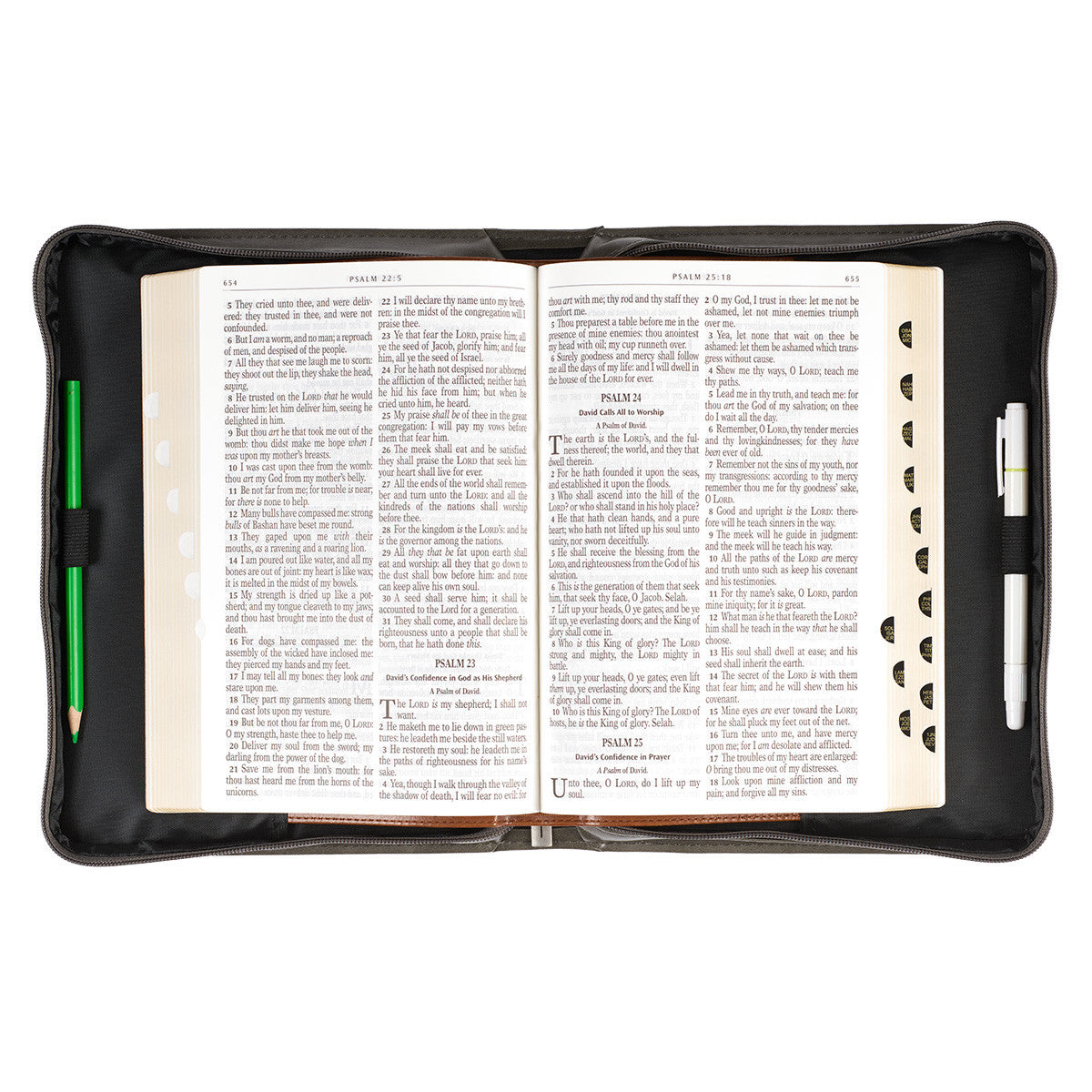 Bible Cover Large: All Things Through Christ Charcoal (Philippians 4:13)