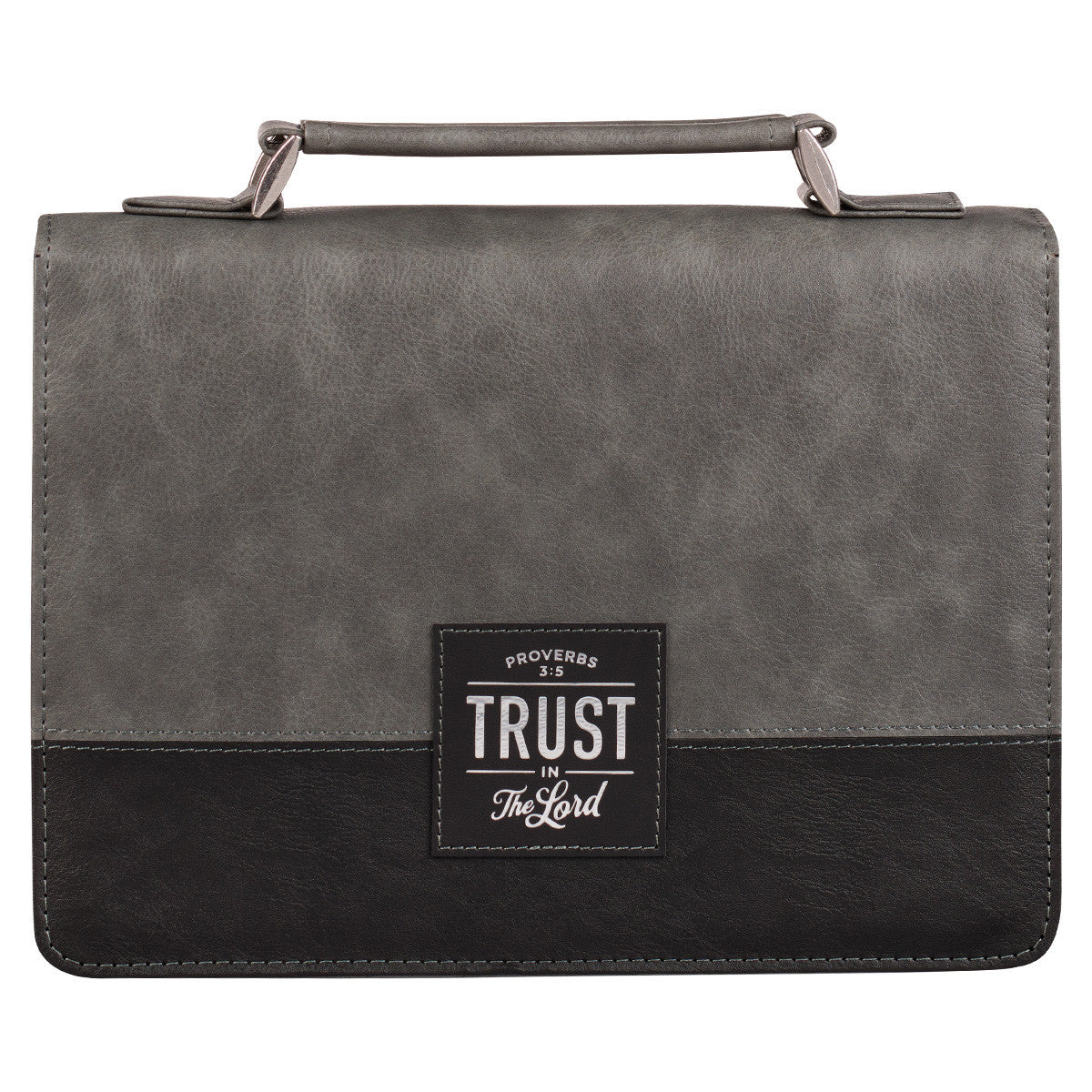 Bible Cover Large: Trust in the Lord Charcoal (Proverbs 3:5)