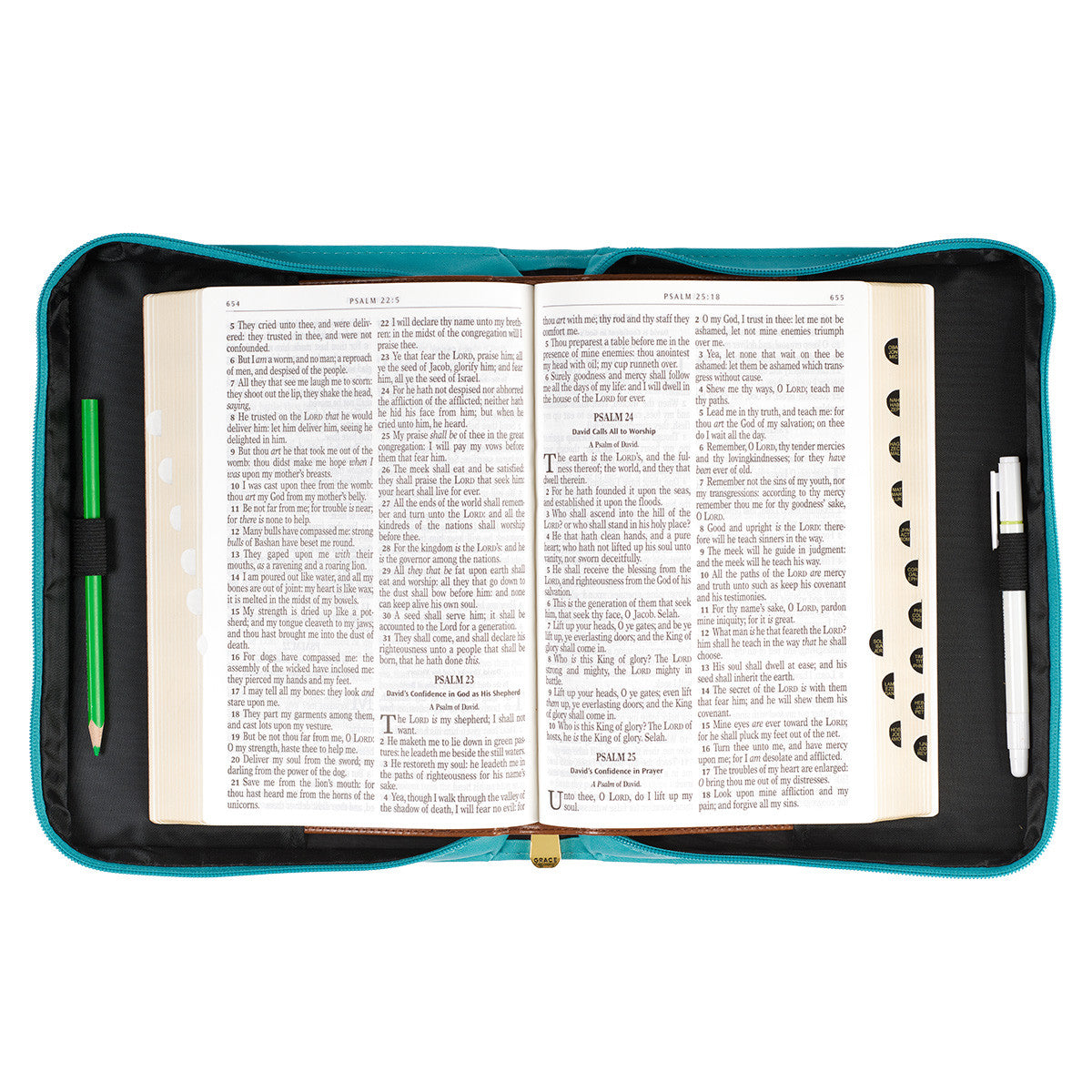 Bible Cover Medium: Amazing Grace, Teal Floral