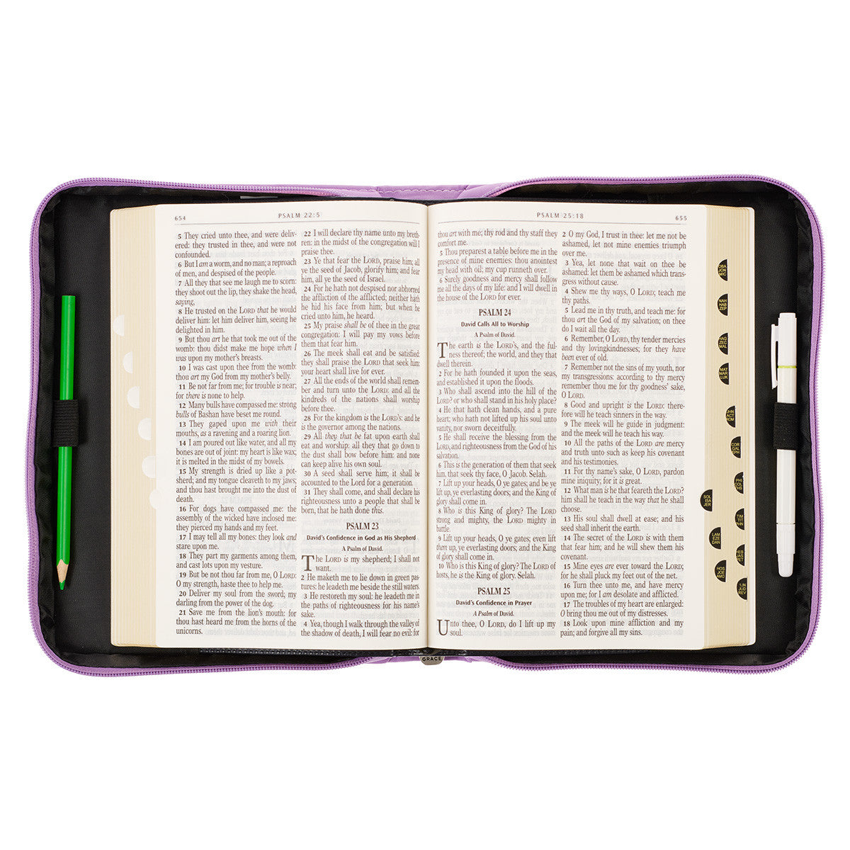 Bible Cover Large: Be Still and Know Purple Laurel (Psalm 46:10)