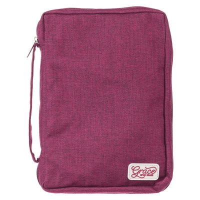 Bible Cover Medium: Poly-Canvas Grace Applique, Dark Pink