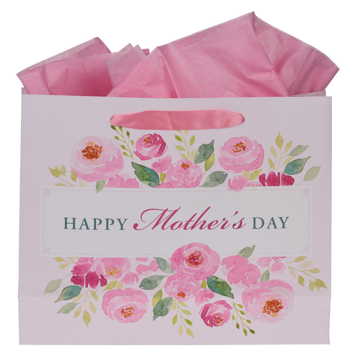 Gift Bag Large Landscape: Happy Mother's Day, Pink Floral
