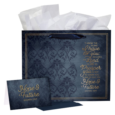 Gift Bag Large Landscape: Hope & a Future Navy (Jer 29:11)