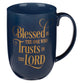 Ceramic Mug: Blessed is the One Who Trusts in the Lord, Navy/Gold (444 Ml)