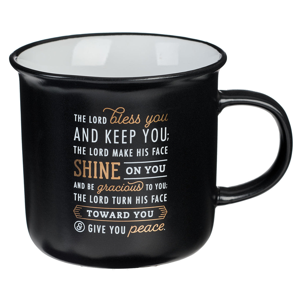 Ceramic Mug: Bless You and Keep You, Black/Gold (Numbers 6:24-26) (384 Ml)