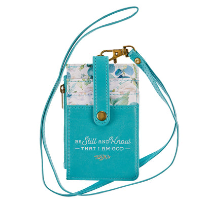 Id Card Holder With Lanyard: Be Still and Know That I Am God, Blue