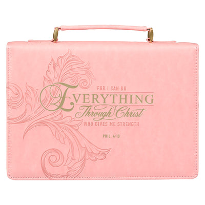 Bible Cover Large: Everything Through Christ Pink (Phil 4:13)