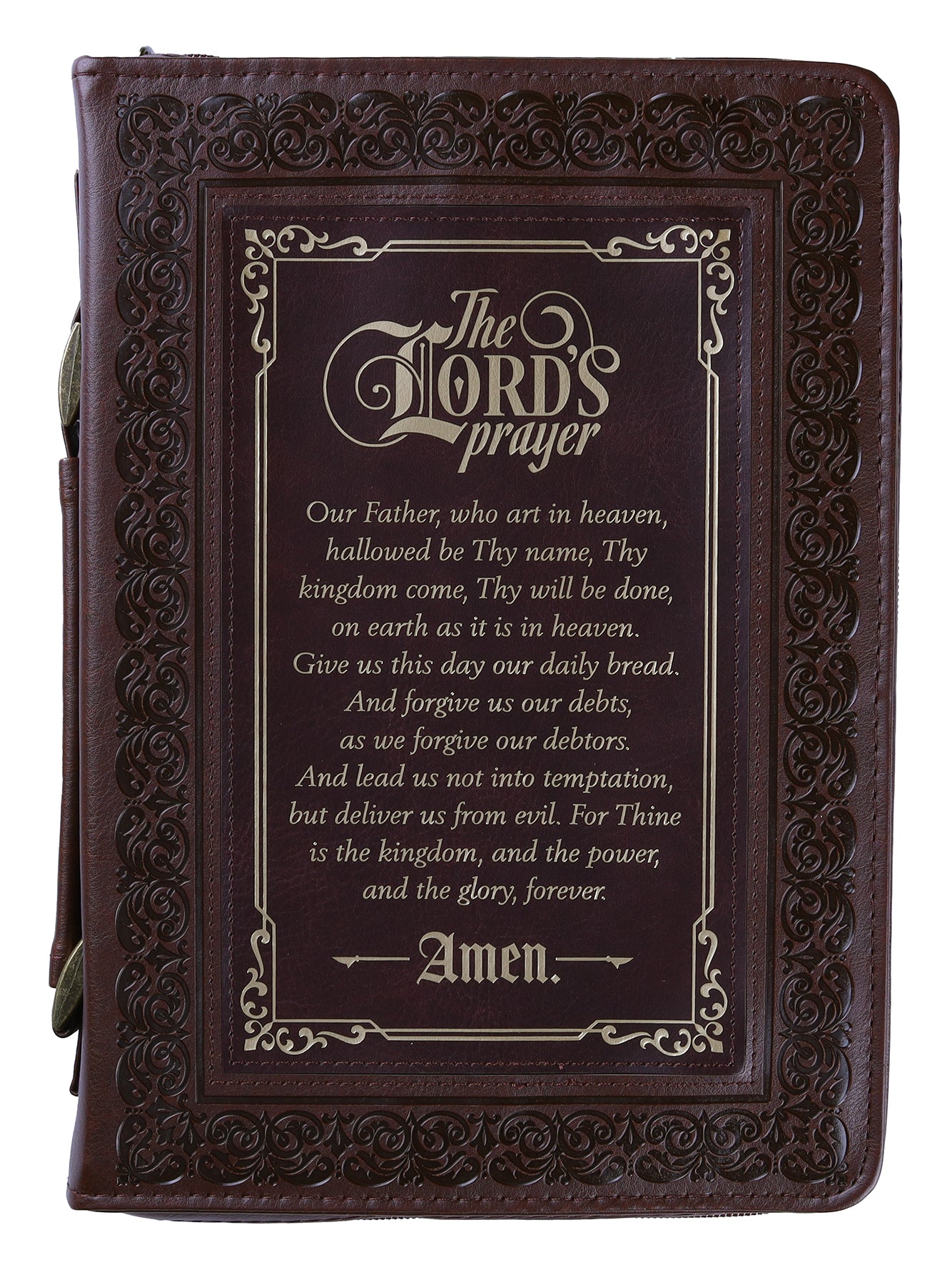 Bible Cover Large: The Lord's Prayer, Brown/Gold Debossing
