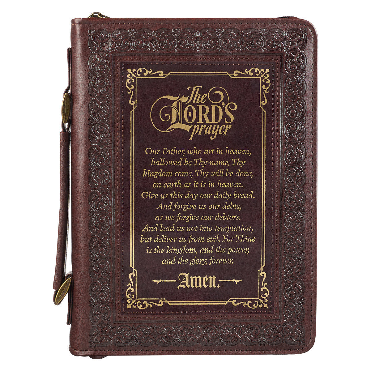 Bible Cover Medium: The Lord's Prayer, Brown/Gold Debossing