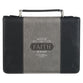 Bible Cover Medium: Walk By Faith, Black/Grey (2 Cor 5:7)