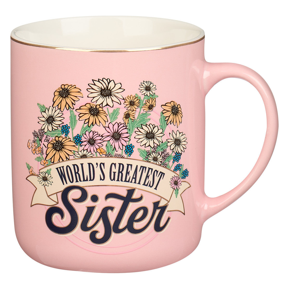Ceramic Mug: World's Greatest Sister, Pink, Foil Accents (414 Ml)