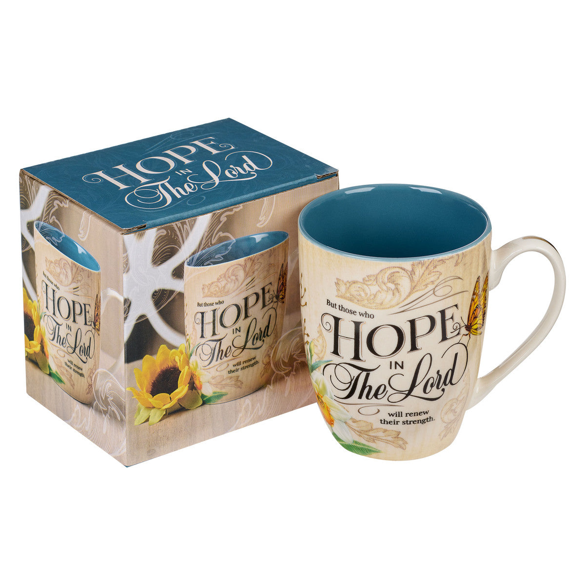 Ceramic Mug: Hope in the Lord (Hope & Trust Collection) Blue Inside (355ml)