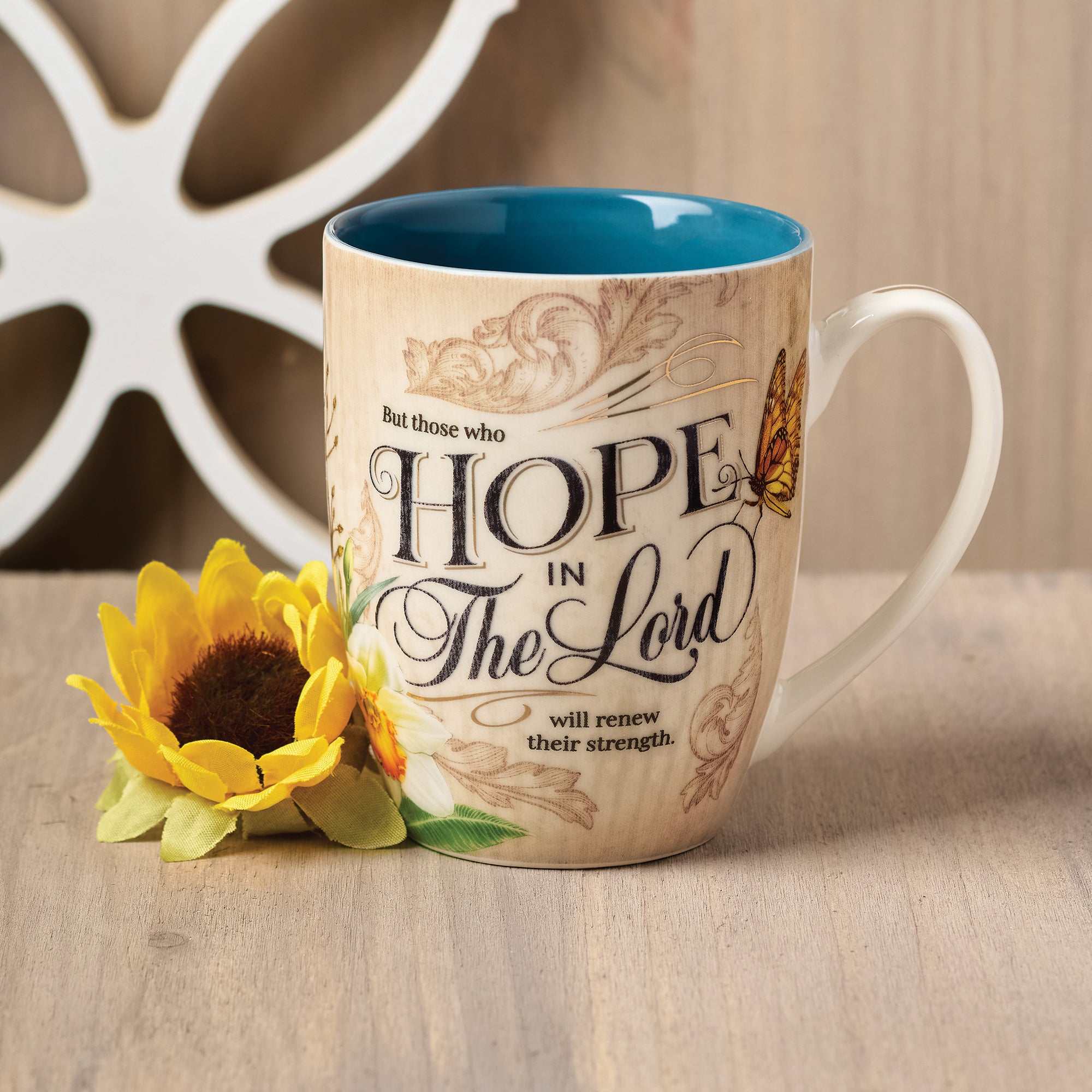 Ceramic Mug: Hope in the Lord (Hope & Trust Collection) Blue Inside (355ml)